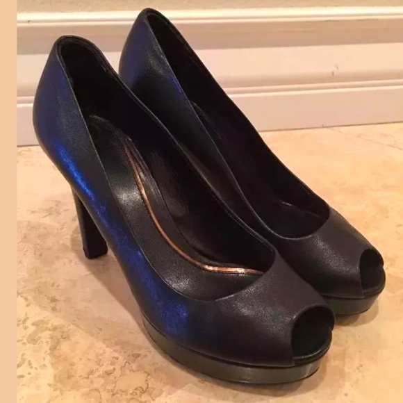 GUCCI Black Leather Open Toe Pumps Heels 10M ITALY - Picture 6 of 8